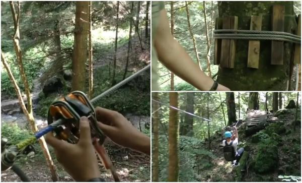 Cum arată traseul de tiroliană care şerpuieşte aproape 4 kilometri prin masivul Piatra Mare