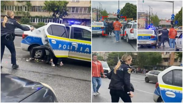 Explicaţii amuzante ale şefilor, după ce o poliţistă i-a dat cu spray în ochi colegului. "S-a ferit"