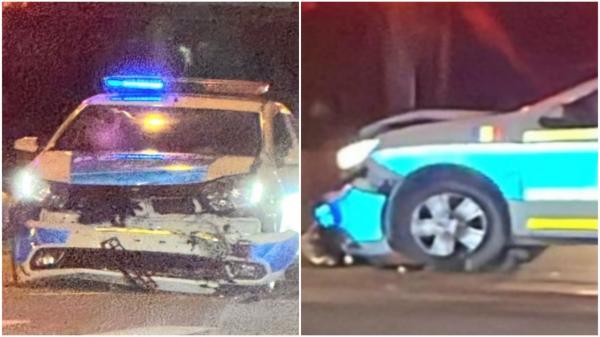 Autospecială de poliţie în misiune, lovită în plin de o maşină, într-o intersecţie din Constanţa. Avea semnalele luminoase pornite