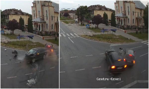 Accident cumplit filmat de camere, lângă o biserică din Timiş. Şoferul vinovat a scăpat fără nicio zgârietură