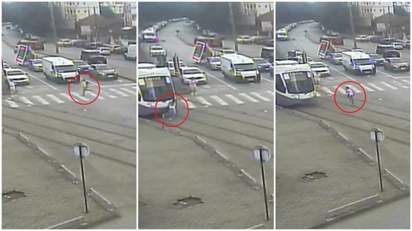 Fată de 12 ani, la un pas să fie călcată de un tramvai, în Timișoara. A scăpat ca prin minune