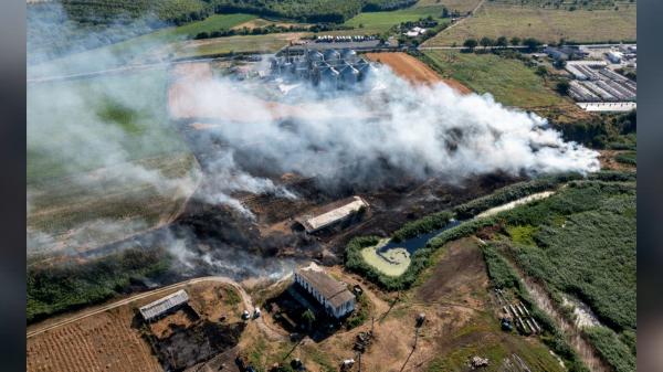Incendiu violent într-un lan de grâu din Tulcea. În apropiere se aflau mai multe rezervoare GPL