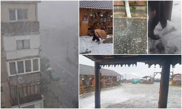 "Plouă cu piatră! Doamne fereşte!" Potop în Arad şi Gorj. Vijeliile puternice au doborât zeci de copaci, iar grindina a distrus totul în cale