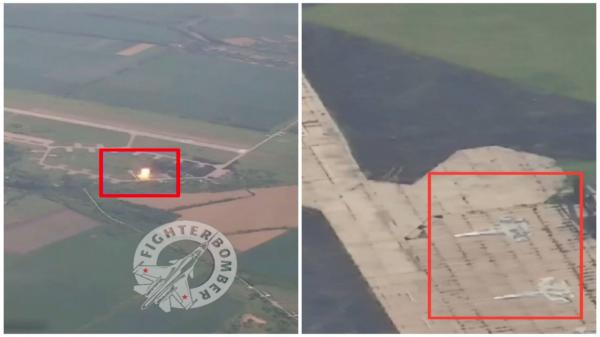 Ruşii susţin că au dezactivat dintr-o lovitură șase avioane de luptă inamice. Ca să-i păcălească, ucrainenii au desenat avioane pe asfalt