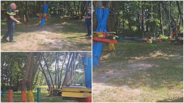 Patru copii, răniţi într-un parc de distracţii din Hunedoara, după ce s-a rupt cablul unei tiroliene. Un băieţel de 7 ani, transportat cu elicopterul la spital