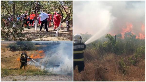 Incendiu la Poarta Albă. Circulaţia trenurilor pe ruta Bucureşti - Constanţa, oprită. Căminul de bătrâni, evacuat