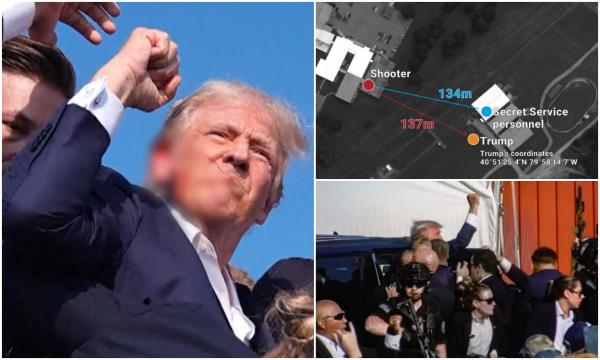 Filmul tentativei de asasinare a lui Donald Trump. Atacatorul se afla pe un acoperiş din apropiere când a tras asupra fostului președinte