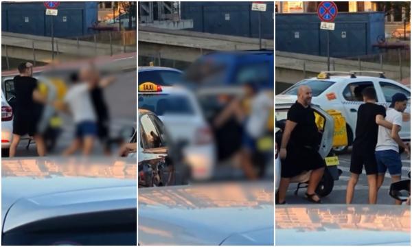 Livrator de mâncare, bătaie cu pumni şi picioare în trafic, pe o stradă din Cluj. S-a încăierat cu pasagerul unui taxi
