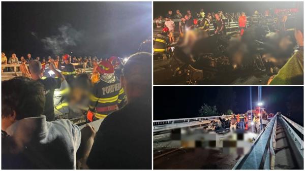 Accident cu 5 morți în Hunedoara. Carnagiu pe șosea, după o depășire blestemată. Mașina s-a izbit de un cap de pod și s-a rupt în zeci de bucăți