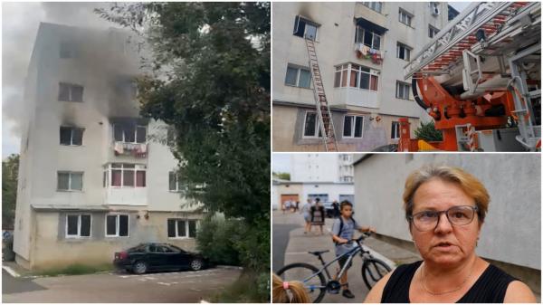 "Băi, ce iese prin bucătărie!" Doi soţi din Botoşani, scoşi din flăcări de pompieri. Blocul înecat în fum a fost evacuat