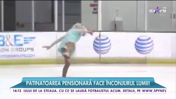 Patinatoare la 90 DE ANI! O bunicuţă face senzaţie pe gheaţă cu mişcările ei