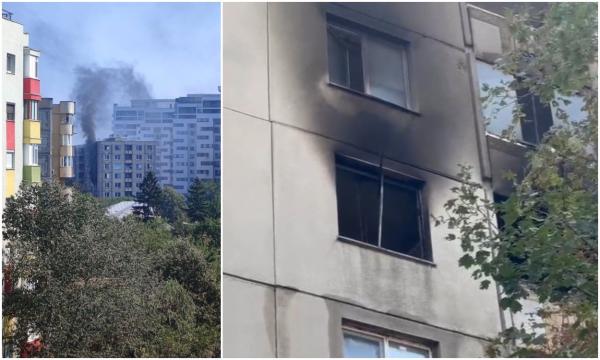 Incendiu puternic într-un bloc de militari din Bucureşti. O persoană a murit carbonizată, alte trei au ajuns la spital