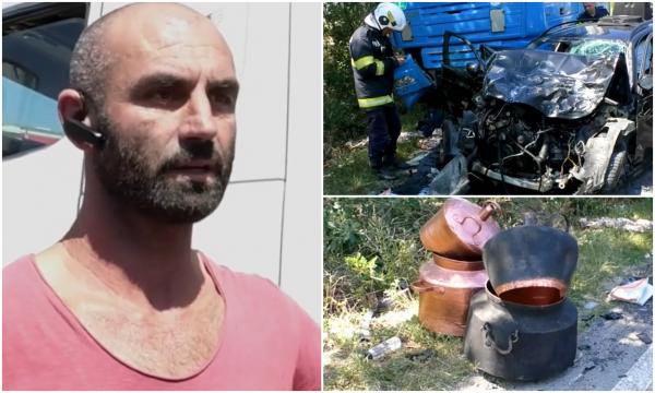 "Au a intrat direct sub mine!" Hoți prinși în Mehedinți, după ce s-au înfipt cu BMW-ul într-un TIR. Tocmai ce dăduseră o spargere și fugeau cu prada 