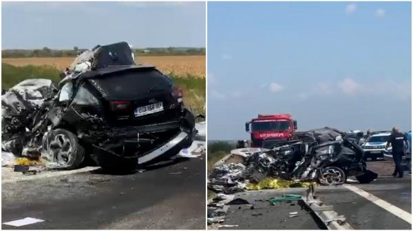 Accident grav pe A1: un TIR intrat pe contrasens a lovit 2 mașini, una aparținând Consulatului Ungariei la Bucureşti. Șoferul de 60 de ani a murit