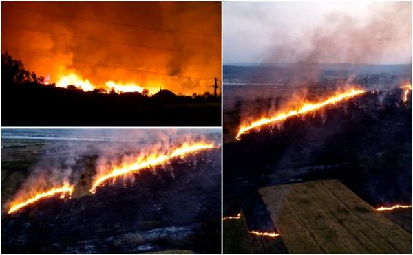 Incendii masive de vegetaţie în Mehedinţi. Flăcările au pârjolit zeci de hectare