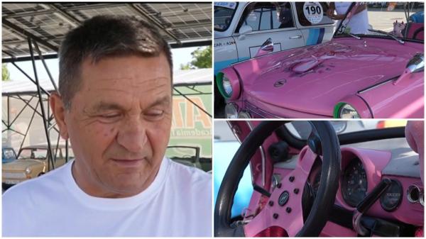 Trabant "tunat" cu 10.000 de euro, din '88, la paradă prin Buftea. "Acesta roz a fost prima iubire"