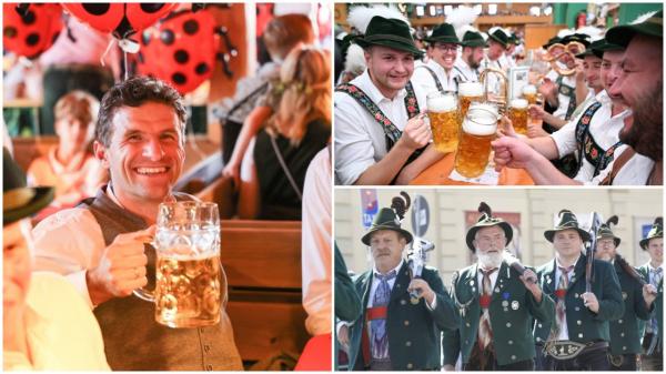 Bere cu nemiluita la festivalul Oktoberfest din Germania. Preţul pentru o halbă de un litru este între 13 și 15 euro