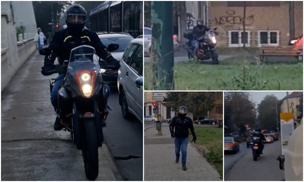 Cum a încercat un poliţist din Timişoara să fenteze aglomeraţia din trafic. Când a văzut că e filmat, agentul a mers la intimidare