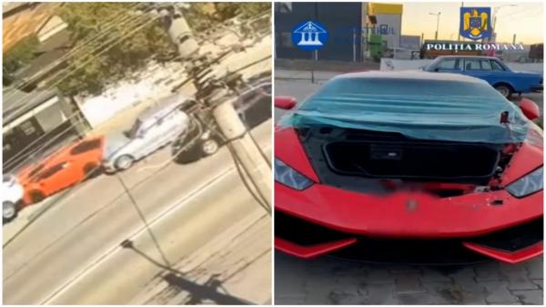 Accidentul în care un Lamborghini a fost făcut "sandviș" pe o stradă din Cluj, înscenat. Trei bărbaţi ar fi pus la cale totul pentru banii de pe asigurare