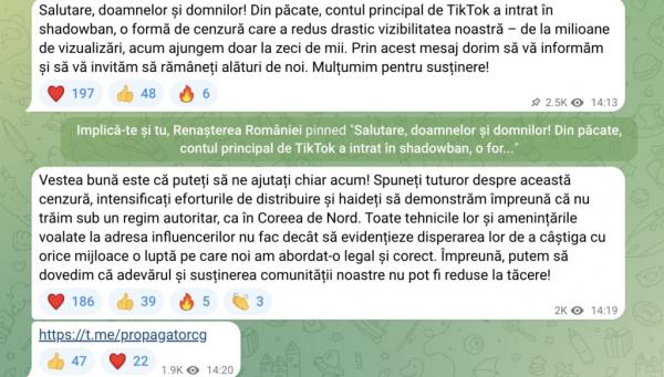 Călin Georgescu se plânge că a primit shadowban pe TikTok. "De la milioane de vizualizări, acum ajungem doar la zeci de mii"