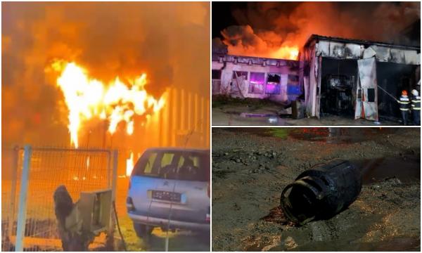 "Era dezastru, ardea totul!" Flăcări uriașe într-un service auto din Craiova. A fost emis mesaj RO-Alert