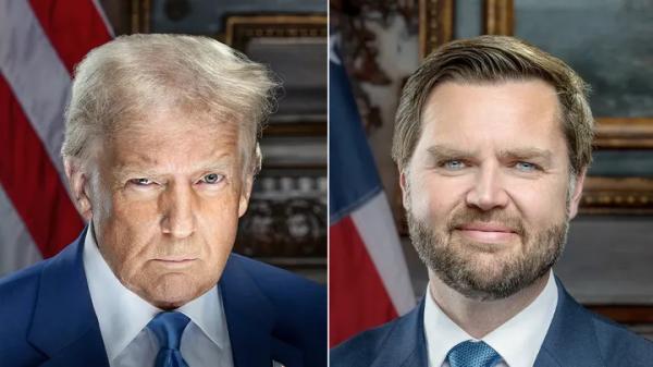 Donald Trump, serios ca în arest în portretul oficial de la Casa Albă. JD Vance, ceva mai relaxat