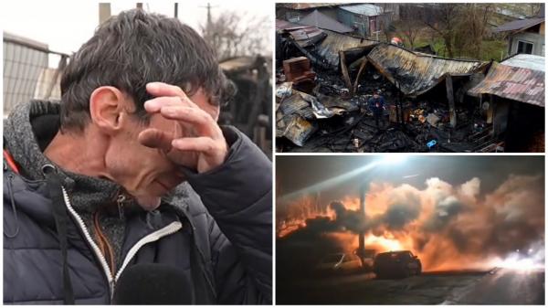 Blestemul focului la Crevedia. O căţeluşă a supravieţuit miraculos incendiului care a lăsat o familie fără nimic. "Aia mică nu mai are ghiozdan!"