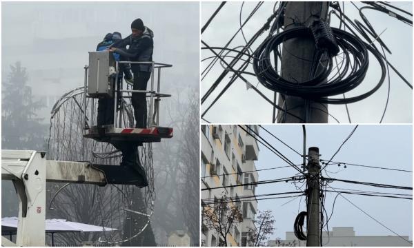 Cum vrea Primăria din Iaşi să scape de cablurile de pe stâlpi. Majoritatea sunt de internet şi de telefonie fixă