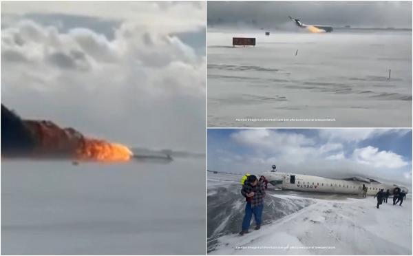 Momentele dramatice de după prăbușirea avionului din Toronto: "Era o minge mare de foc. Eram toți cu susul în jos". Ce spune un expert în aviație