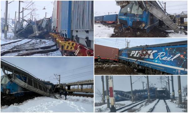Două trenuri private de marfă s-au ciocnit în Olt. O persoană a murit după impact, circulaţia feroviară în zonă este oprită