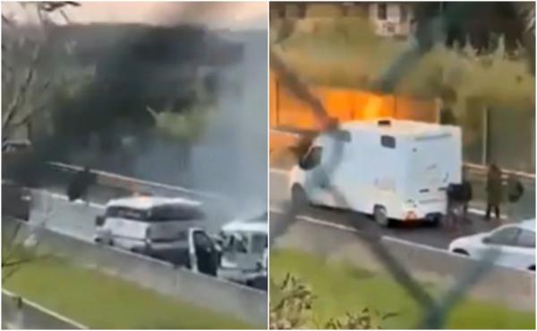Jaf de 3 milioane €. Momentul în care două mașini de transport valori sunt aruncate în aer. Haos pe autostrada din Italia