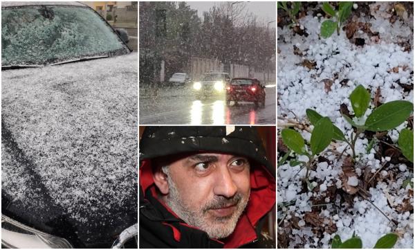 "Uită-te, ce ninge!" De la fulgi mari de zăpadă, la grindină și ploi, în Bucureşti. Vremea s-a schimbat de la o oră la alta