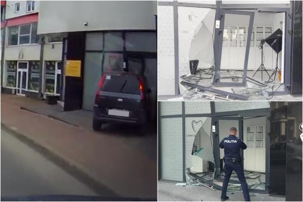 Momentul halucinant în care o şoferiţă intră cu maşina într-o clinică dentară din Suceava. Pierduse controlul într-o curbă