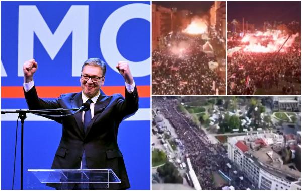 Serbia, împărțită în două. Zeci de mii de susținători ai lui Vucic au ieșit în stradă la Belgrad. În Novi Pazar se protestează faţă de Guvern