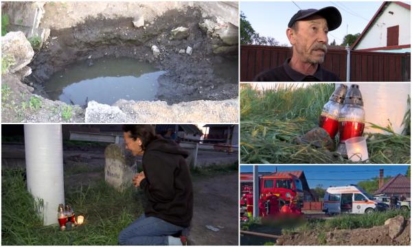 "Păcat de copii, săracii!" Filmul tragediei din Huedin, unde doi frăţiori de 4 şi 6 ani au murit înecaţi într-o groapă plină cu apă, chiar lângă casă