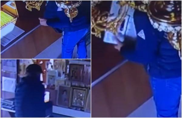 Bărbat de 61 de ani, filmat cum fură cutia milei dintr-o biserică din Sectorul 1. A ascuns-o sub geacă