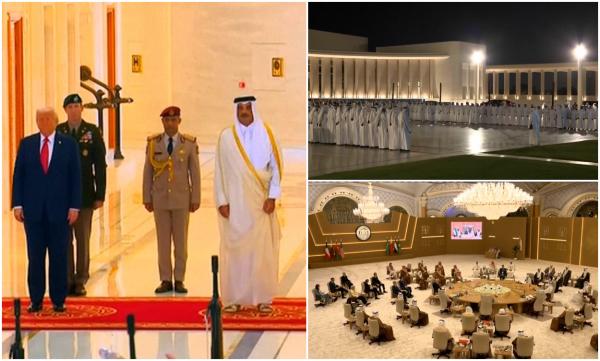 Donald Trump, primit ca un rege în Qatar. Liderul de la Casa Albă a încheiat seara cu un dineu fastuos la Palatul Lusail