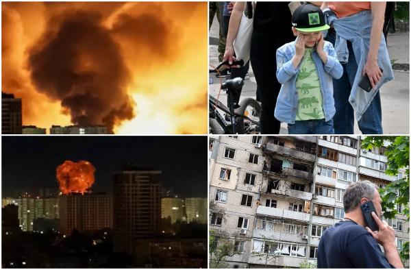 Rusia a bombardat masiv Ucraina. 250 de drone și 14 rachete au zguduit Kievul în mijlocul nopții și au rănit 15 oameni