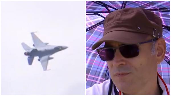 Momentul culminant al show-ului aviatic de la Craiova: avionul de luptă F-16. "Acolo e putere maximă"