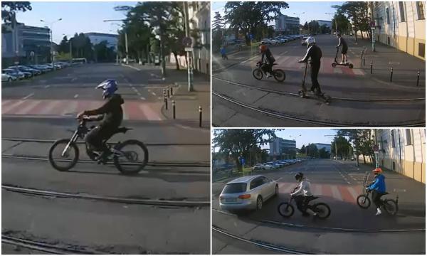 Copii teribilişti, scene de infarct în Timişoara. Pe motociclete sau trotinete, taie calea şoferilor