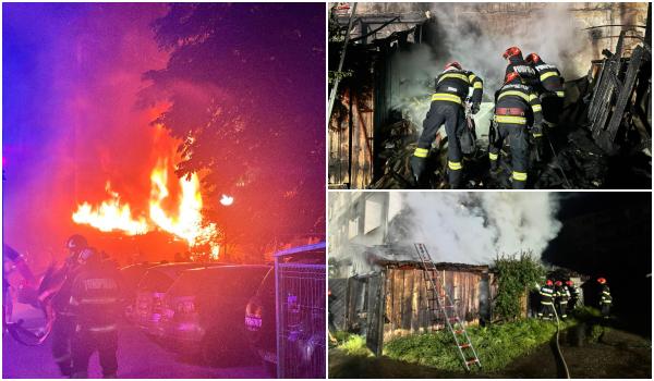 Incendiu puternic lângă un bloc din Sighetu Marmației. 100 de persoane au fost evacuate din cauza fumului gros