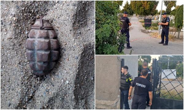 Grenadă găsită într-un cimitir din Arad, lângă morminte. Muniția provine din cel de-Al Doilea Război Mondial