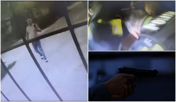 S-a baricadat în casă cu soţia şi cei patru copii şi a tras în poliţişti. Imagini surprinse de bodycam