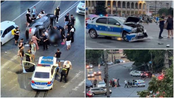 O şoferiţă a făcut prăpăd pe o stradă din Constanţa, după ce a izbit o maşină de poliţie aflată în misiune