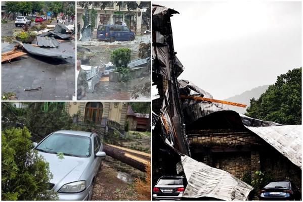 Sinaia, devastată de o furtună de cod roșu. 14 persoane rănite, gara arată ca după război: "Prăpăd, prăpăd"