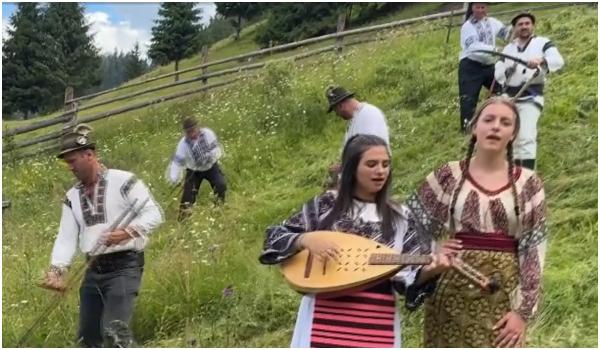 Tradițiile renasc în Bucovina. Zeci de gospodari, îmbrăcaţi în port, s-au adunat la claca de cosit în Rusca