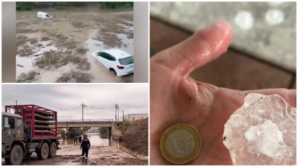 Cod roşu de furtună în Spania: străzi înghiţite de puhoaie, doi oameni luaţi de ape. "Grindină ca grenadele"