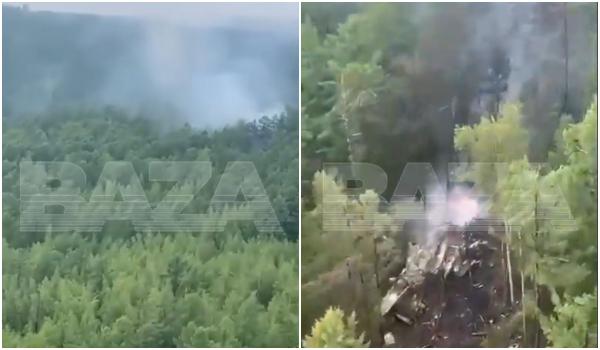 Primele imagini de la prăbușirea avionului An-24 în Rusia: Resturile împrăștiate pe versant, 49 morţi