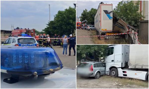 Șofer de TIR mort, după ce a lovit două mașini într-o parcare din Timișoara. Ar fi făcut infarct la volan