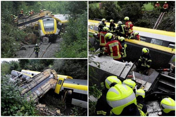 Tragedie feroviară în Germania: 3 morți și zeci de răniți, după ce un tren cu 100 de pasageri a deraiat